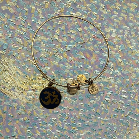 Alex and Ani Om Symbol Russian Gold Adjustable Charm Bangle Bracelet - Picture 1 of 5